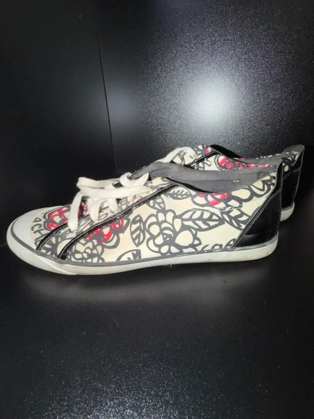 Coach Barrett Floral Print Canvas Sneakers Women's 10B Lace Up Casual Shoes